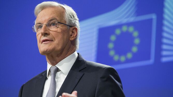 Michel Barnier, ayer durante su primera rueda de prensa como negociar jefe de la Comisión Europea para el 'Brexit'.