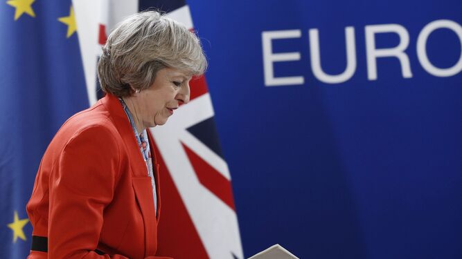 Theresa May durante la celebración de la última cumbre de jefes de estado europeos.