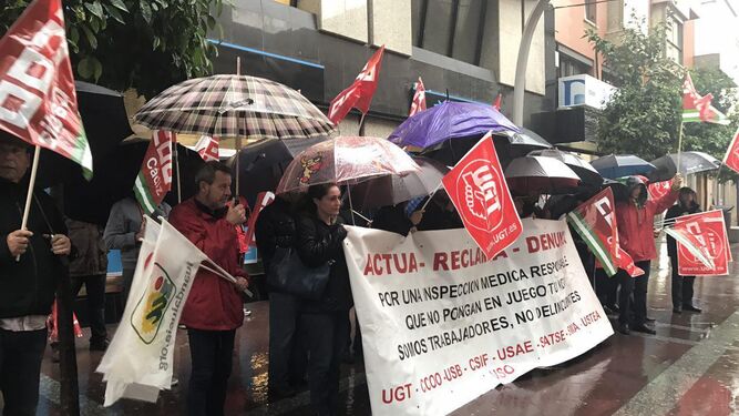 Protesta organizada por los sindicatos contra la siniestralidad laboral.