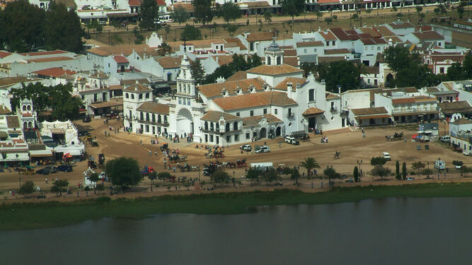 Vista aérea de la aldea del Rocío