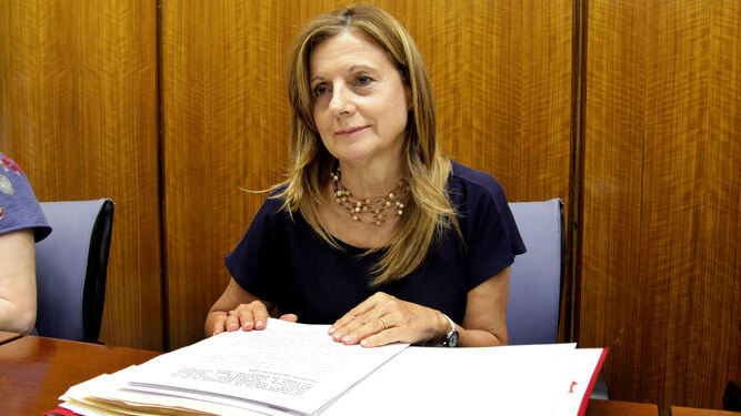 Marina Álvarez, en la comisión de Salud celebrada ayer.