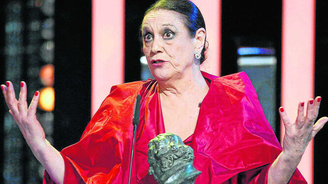 Terele Pávez, en 2014, cuando recibió el Goya a la mejor actriz de reparto por 'Las brujas de Zugarramurdi'.