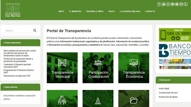 El portal de transparencia de Los Barrios.