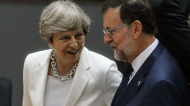 Rajoy y May, en el Consejo Europeo de junio en Bruselas.