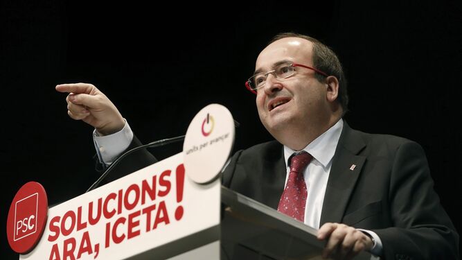 Miquel Iceta, en un acto de campaña en Lérida.
