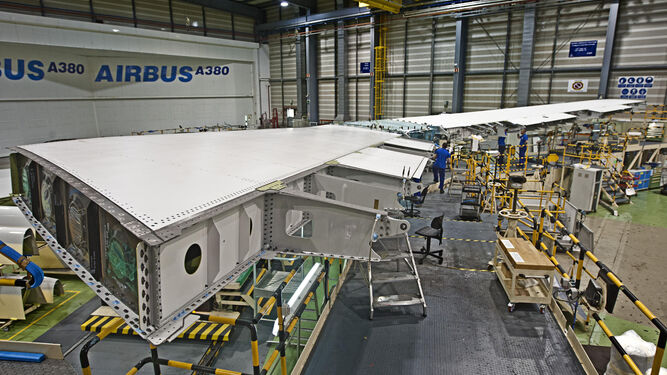 Imagen de archivo de la fabricación en Puerto Real de un estabilizador horizontal para un A380.
