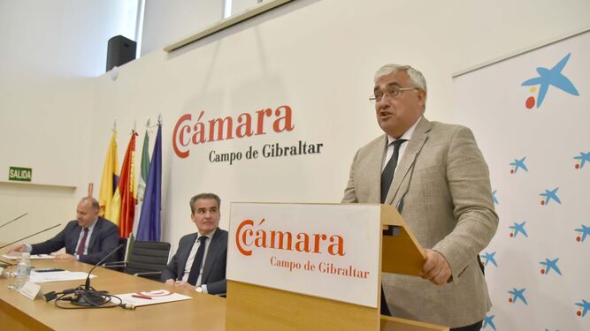 Antonio Ramírez de Arellano, ayer durante la conferencia en la Cámara de Comercio del Campo de Gibraltar.