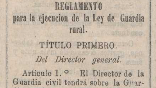 Reglamento de la Ley de Guardia Rural (1868).