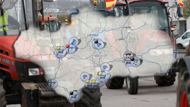 Mapa con los cortes de las carreteras en tiempo real:  cómo afectan las protestas de los agricultores al tráfico