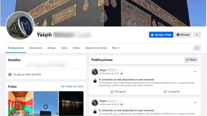 Captura del perfil de Facebook de Yassine Kanjaa, inactivo desde el 25 de enero de 2023, día del asesinato.