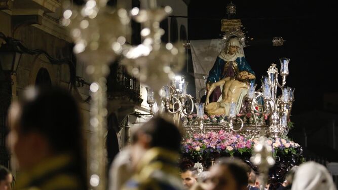 La Virgen de las Angustias, ayer en San Roque.