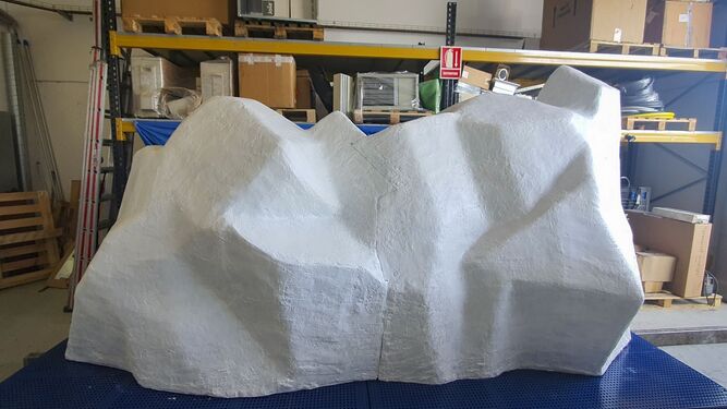 La maqueta del iceberg, que recuerda a Gibraltar.