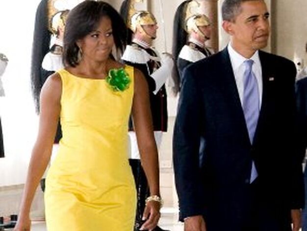 El matrimonio Obama a su llegada al Palacio del Quirinale, en Roma.

Foto: EFE