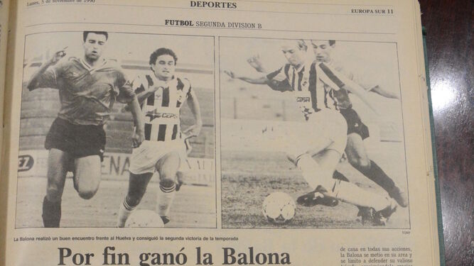 Fotografía de la crónica de la última victoria de la Balona en Huelva.