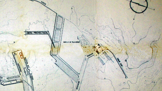 Plano perteneciente al Proyecto de habilitación del muelle de Isla Verde. 1ª fase. 14 de enero de 1972.