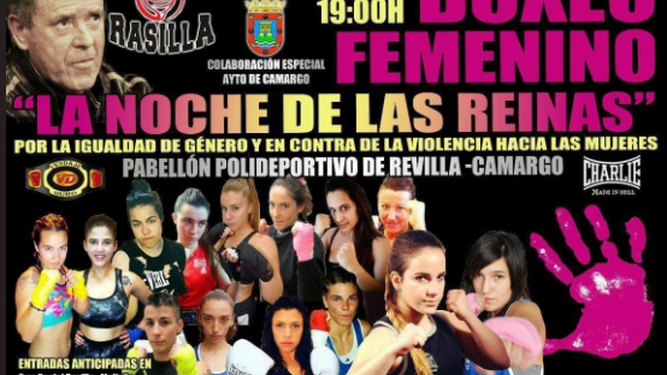 Cartel patrocinador del campeonato de boxeo femenino de la localidad cántabra de Camargo.