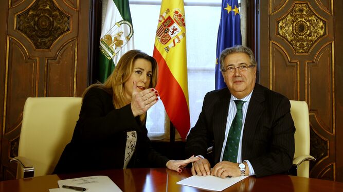 Un momento de la reunión entre Susana Díaz y Juan Ignacio Zoido.