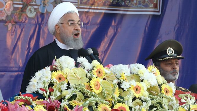 Hasan Rohani durante un discurso en Teherán el pasado 18 de abril con motivo del Día Nacional del Ejército.