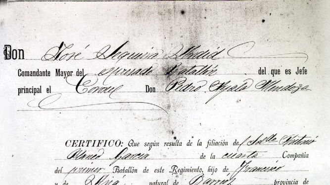 Certificación Comisión Liquidadora a favor de un soldado de Algeciras.