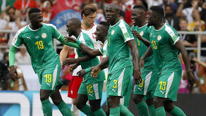 Los senegaleses celebran uno de sus goles