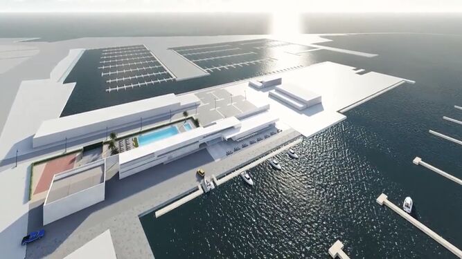 Recreación en 3D de las nuevas instalaciones del Real Club Náutico en la zona portuaria de Poniente.