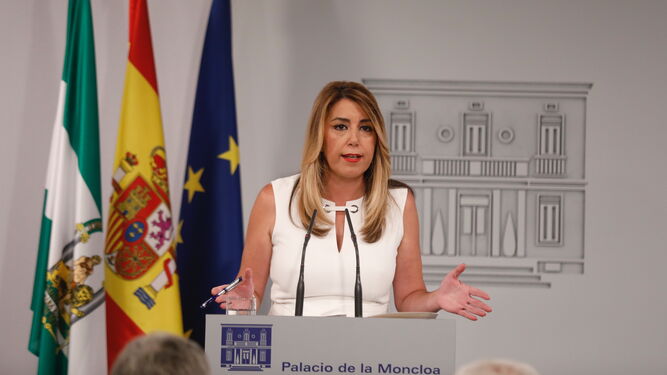Susana Díaz, durante su comparecencia en Moncloa.