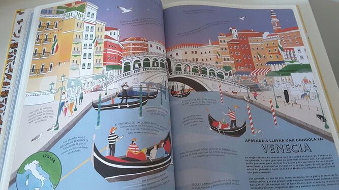 Ilustración a doble página de Venecia, en 'Atlas de Aventuras'.