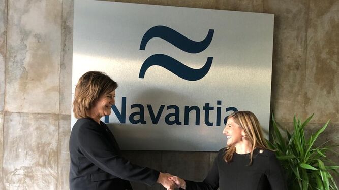 La presidenta de Navantia, Susana Sarriá, esta mañana en Madrid con Irene García