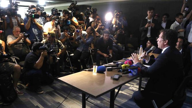 Rueda de prensa del presidente de Conmebol, Alejandro Domínguez