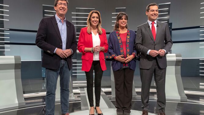 Los cuatro candidatos del debate ofrecido este lunes por TVE