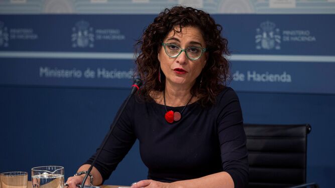 María Jesús Montero, ministra de Hacienda, hoy en rueda de prensa.
