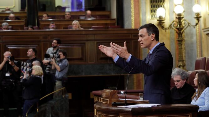 Pedro Sánchez interviene en el Congreso de los Diputados.