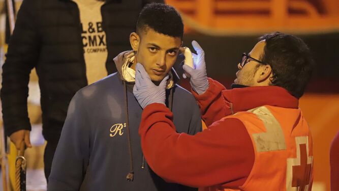 Migrantes rescatados en el puerto de Algeciras