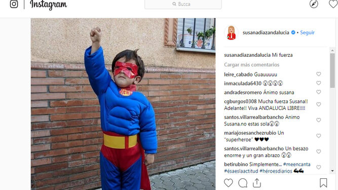 Captura del mensaje de Instagram de Susana Díaz