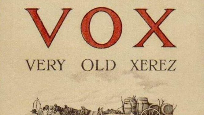 Etiqueta de R.C. Ivison con la referencia VOX empleada por la familia bodeguera para la exportación de vinos viejos.