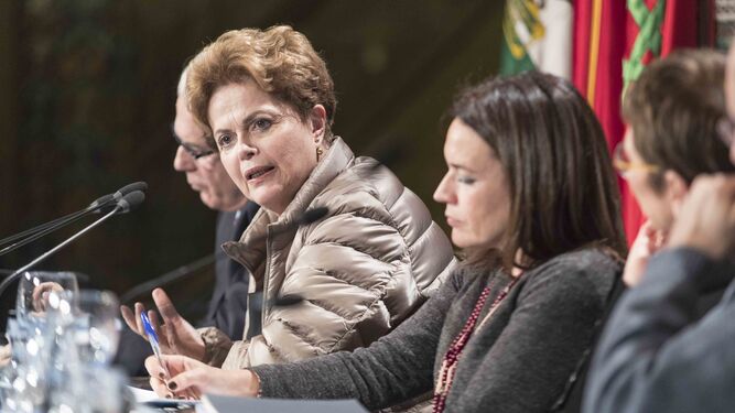 Dilma Rousseff, durante su intervención en la Fundación Tres Culturas de Sevilla.