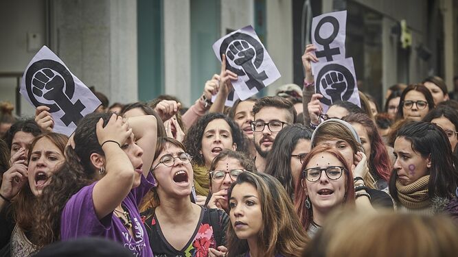 Una de las manifestaciones contra la violencia machista celebradas en 2018 en Cádiz.
