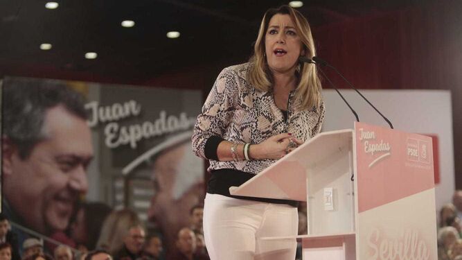 Susana Díaz, durante el mitin del PSOE en Sevilla.