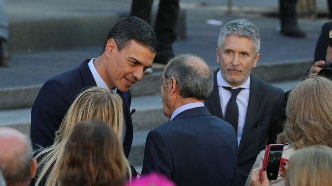 Pedro Sánchez y Fernando Grande-Marlaska, juntos en Madrid en el reciente homenaje a las víctimas del atentado del 11-M