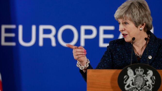 Theresa May, en una conferencia de prensa el pasado jueves en Bruselas