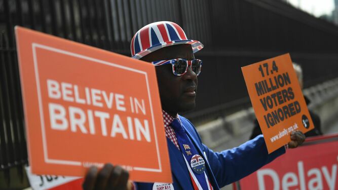 Un manifestante a favor del Brexit, en Londres.