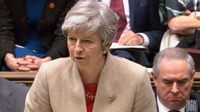 Theresa May, en el Parlamento esta tarde.