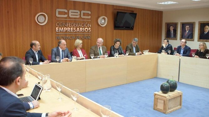 La reunión con la Conferederación de Empresarios en Cádiz.