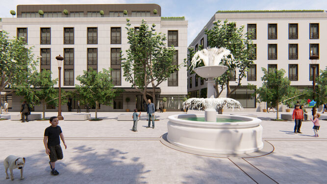Una recreación de cómo quedaría la Plaza de la Magdalena, tras el proyecto de peatonalización que se ha planteado.