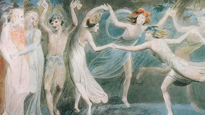 'Oberon, Titania y Puck con hadas bailando', obra de William Blake, c. 1786.