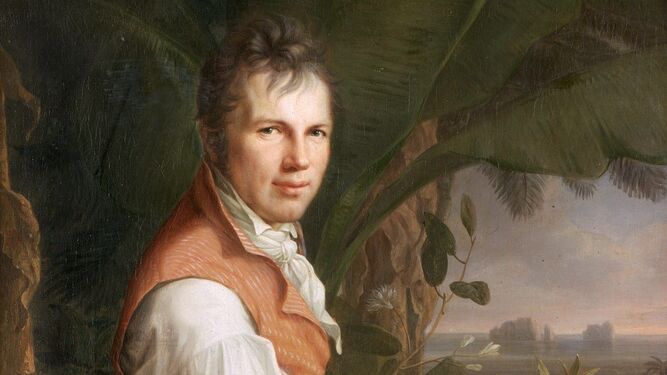 Reproducción parcial del retrato de Alexander von Humboldt realizado por Friedrich Georg Weitsch (1806).