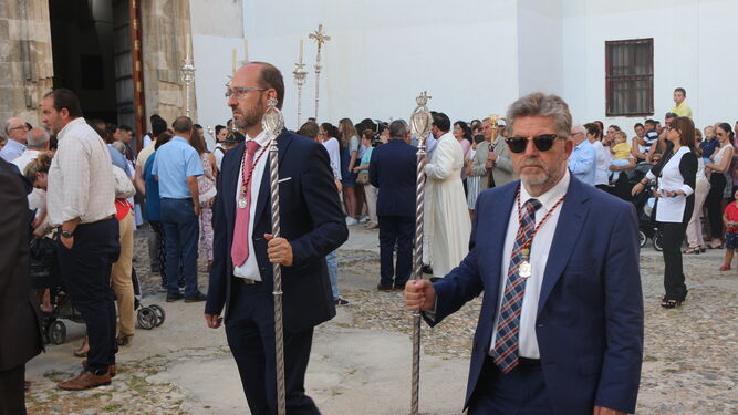 Manuel Izco y Rufino Morillo en la procesión de la Virgen del Carmen