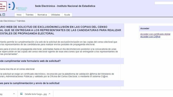 Página del INE para solicitar no recibir propaganda electoral.