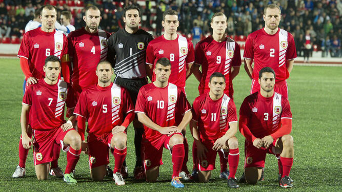Una formación de la selección de Gibraltar