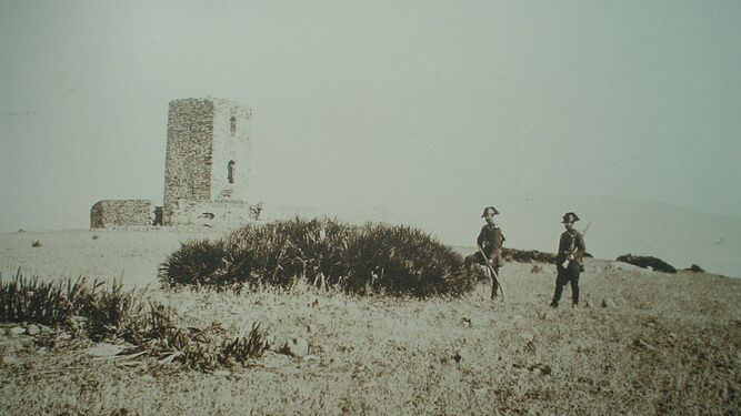 Pareja de la Guardia Civil en el monte Adalides de Algeciras en 1868.
